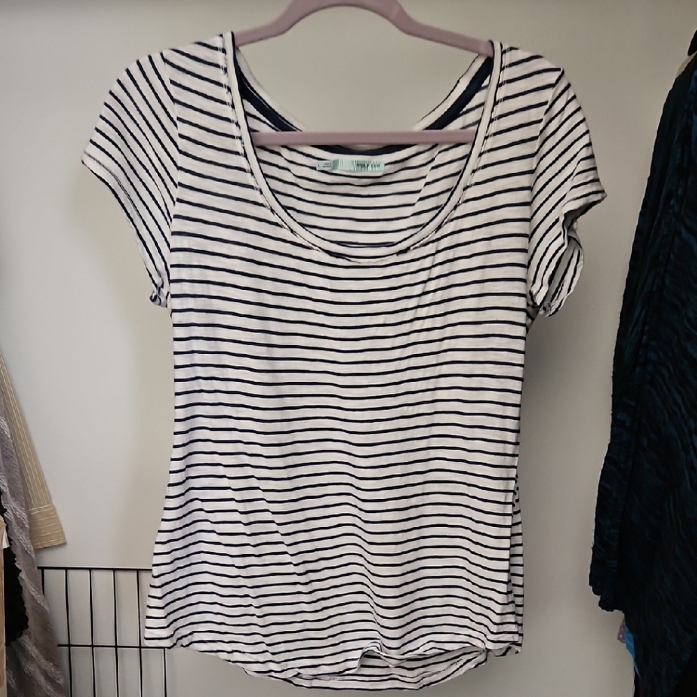 Maurices Blue and White Striped Short Sleeve Top